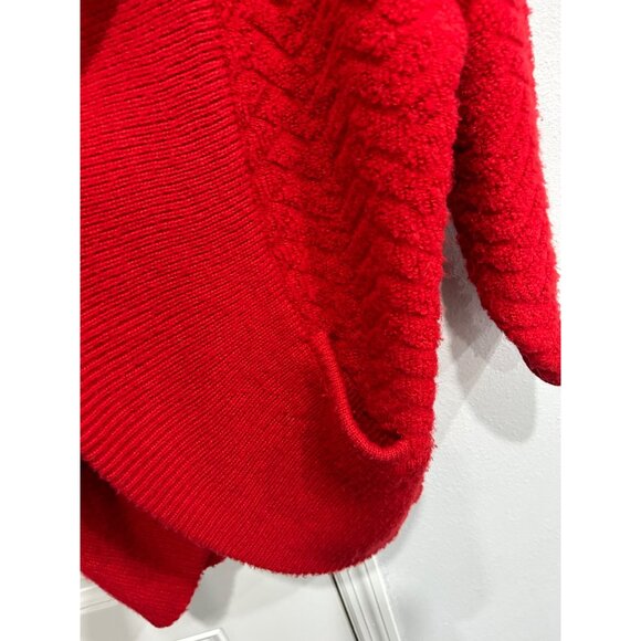 Vintage Sideffects Red Knit Open Front Cardigan Long Sweater Sz M - Picture 4 of 7